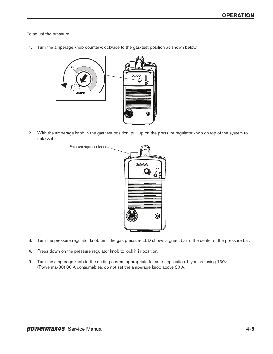 Powermax, Operation, Service manual 4-5 | Hypertherm Powermax45 Service Manual User Manual | Page 65 / 149