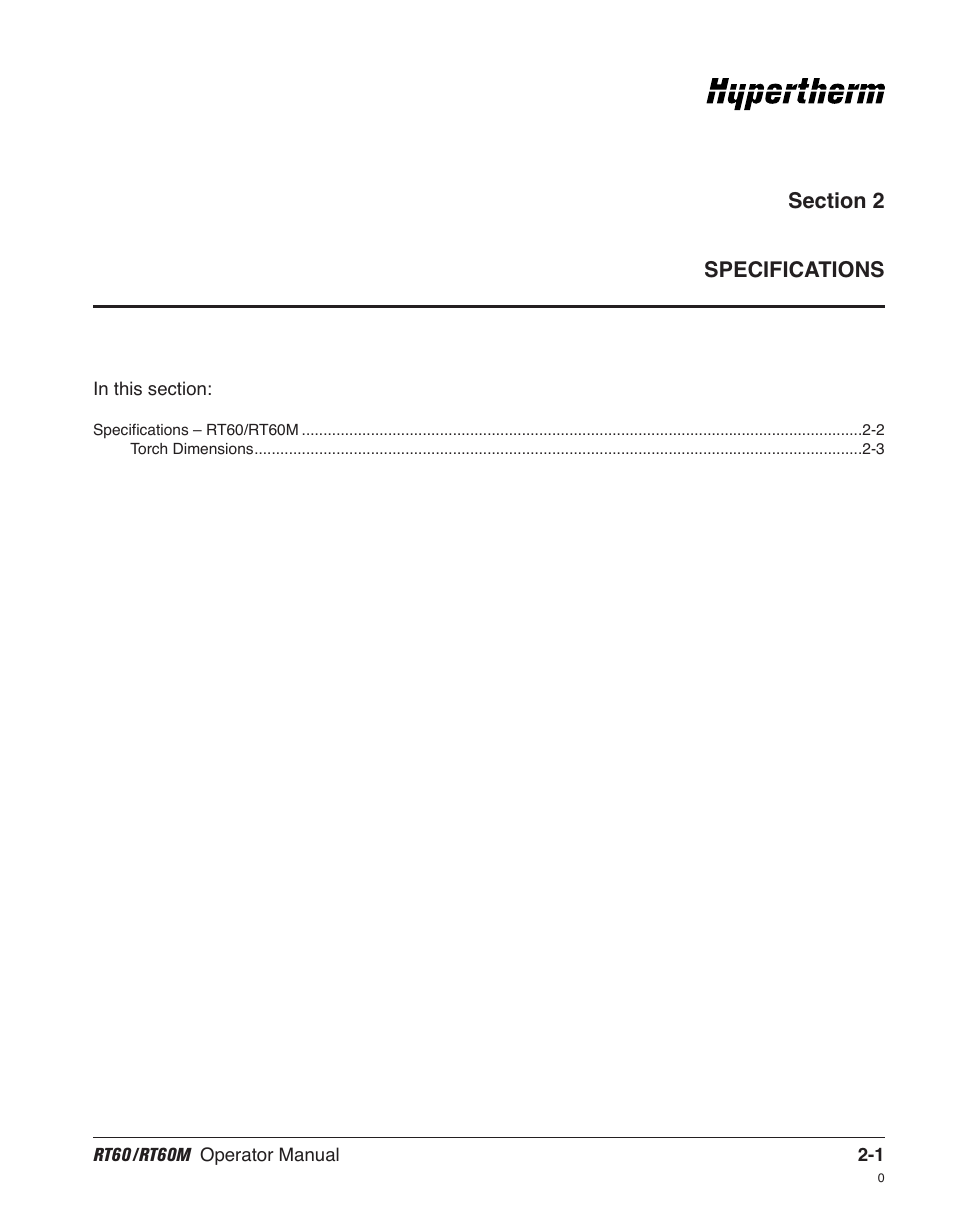 Hypertherm RT60 Retrofit Torch User Manual | Page 20 / 51