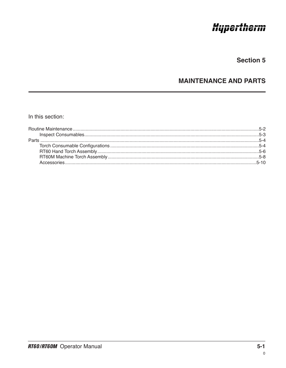 Hypertherm RT60 Retrofit Torch User Manual | Page 42 / 51