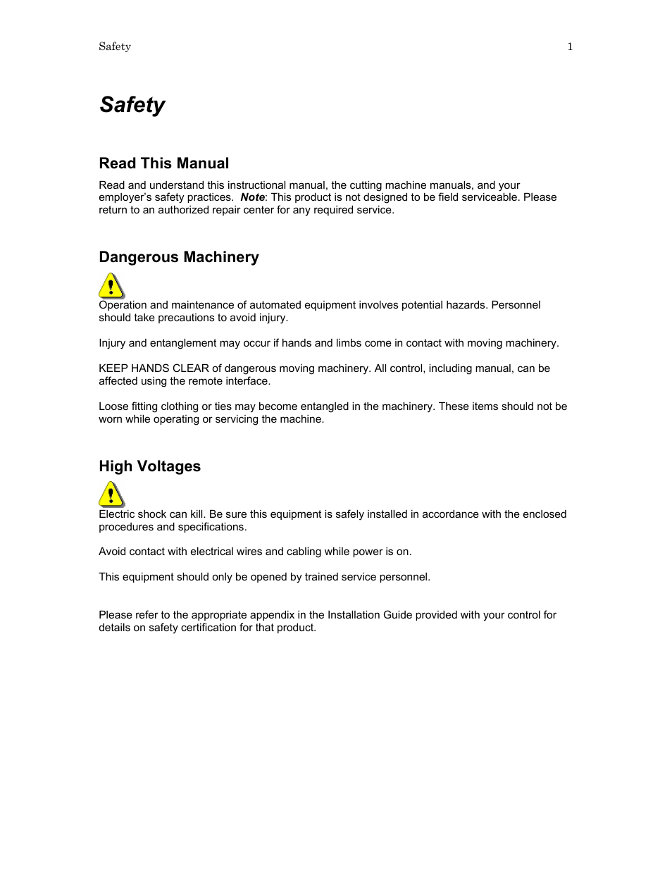 Safety | Hypertherm SensorOHC User Manual | Page 5 / 26