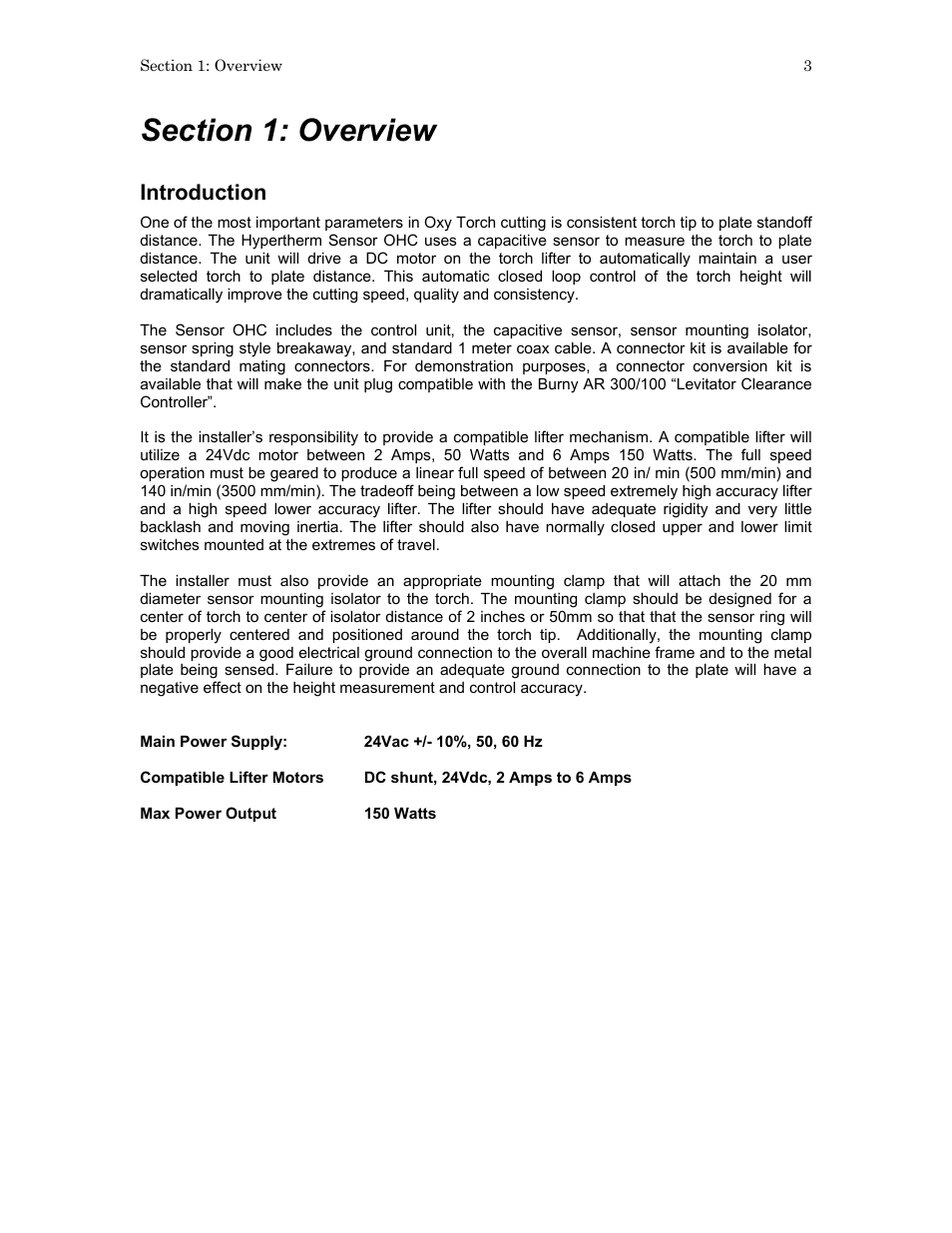 Introduction | Hypertherm SensorOHC User Manual | Page 7 / 26