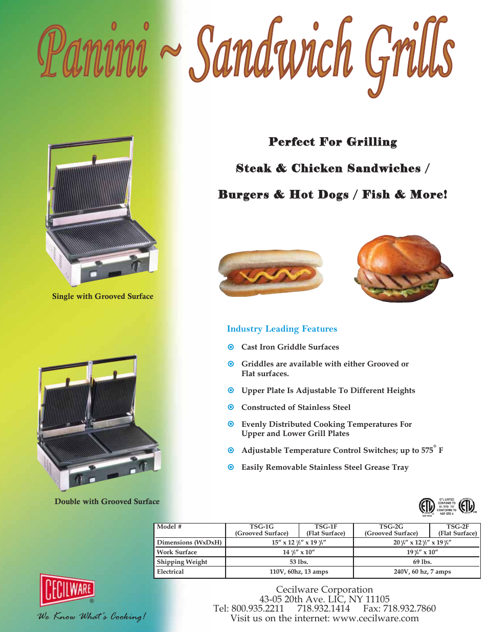 Cecilware TSG-2G User Manual | 1 page