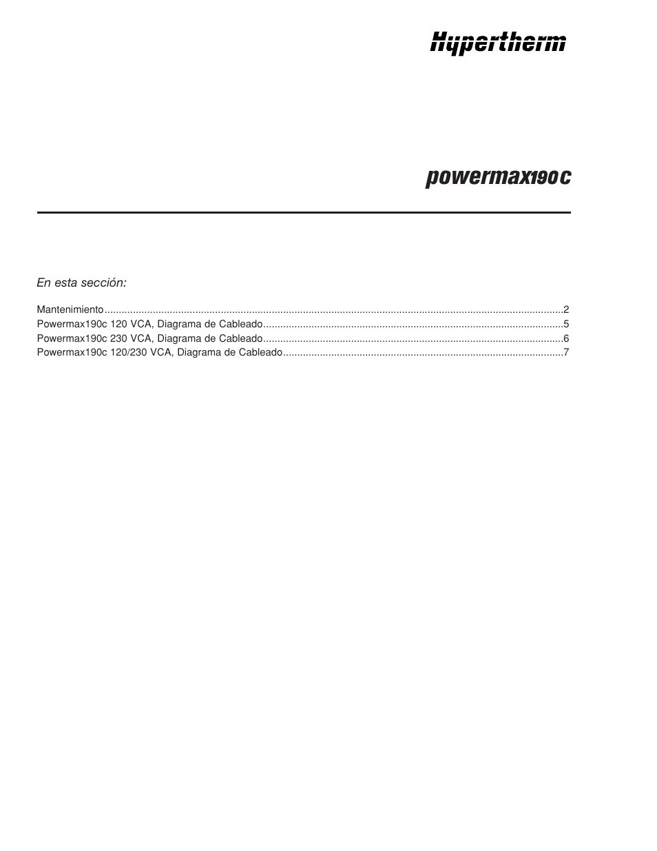 Powermax190c, Powermax190 | Hypertherm Powermax190c Troubleshooting Guide User Manual | Page 5 / 66