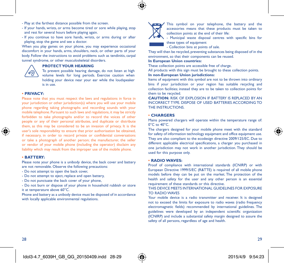 Alcatel Idol 3 6039 H User Manual | Page 15 / 21