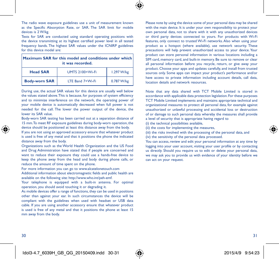 Alcatel Idol 3 6039 H User Manual | Page 16 / 21