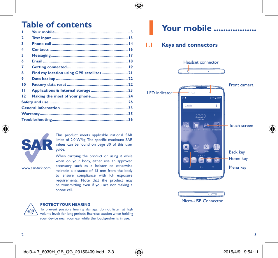 Alcatel Idol 3 6039 H User Manual | Page 2 / 21
