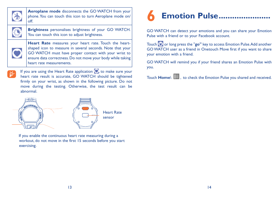 Emotion pulse | Alcatel Go Watch SM 03 User Manual | Page 10 / 24
