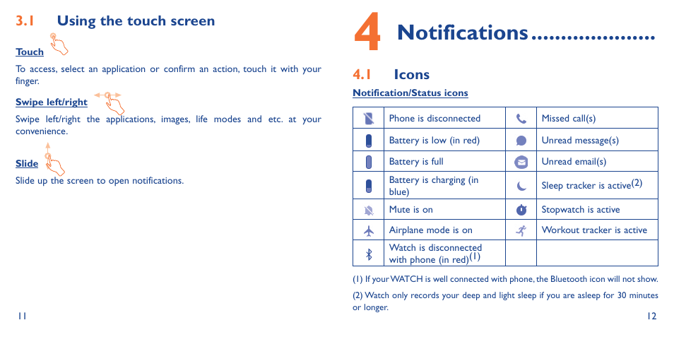 Notifications | Alcatel Watch SM 02 User Manual | Page 10 / 29