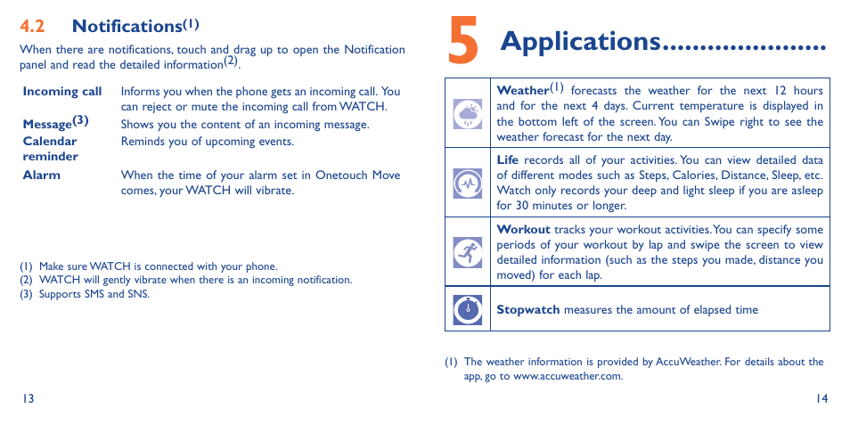 Applications | Alcatel Watch SM 02 User Manual | Page 11 / 29