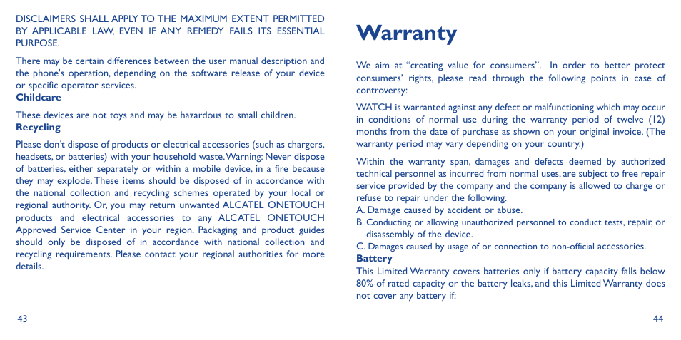 Warranty | Alcatel Watch SM 02 User Manual | Page 26 / 29