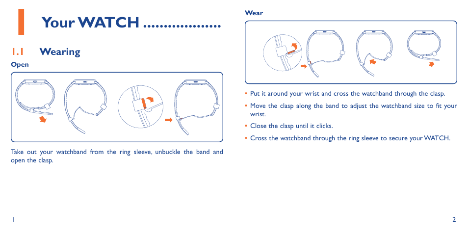 Your watch | Alcatel Watch SM 02 User Manual | Page 5 / 29