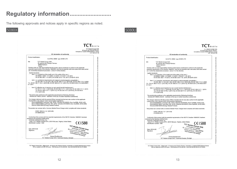 Regulatory information | Alcatel Shine Lite 5080X User Manual | Page 8 / 53