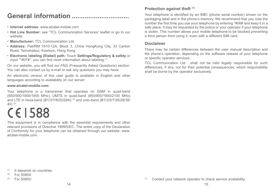 General information | Alcatel Shine Lite 5080X User Manual | Page 9 / 53