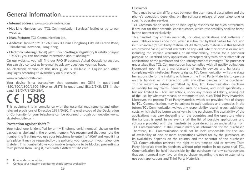 General information | Alcatel POP 4 Plus 5056D User Manual | Page 10 / 52