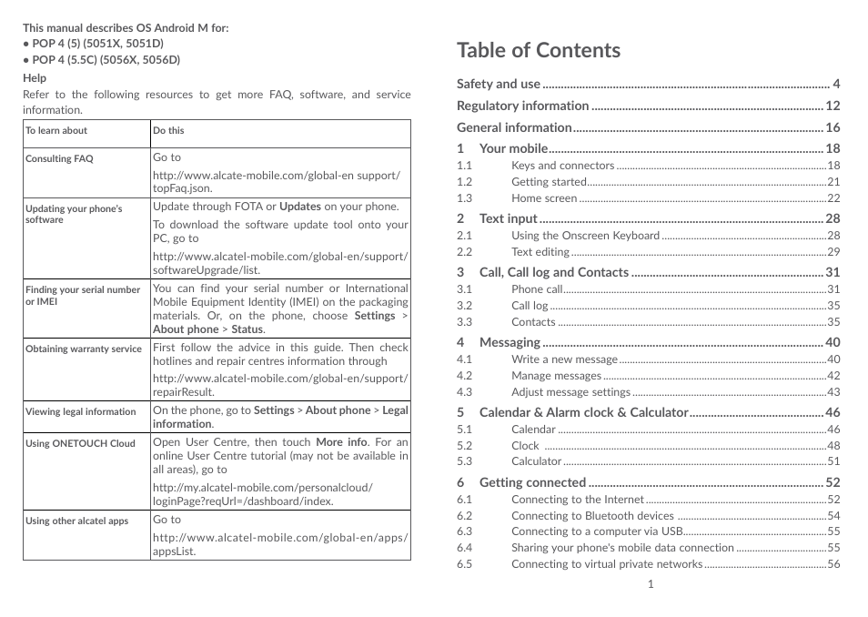 Alcatel POP 4 Plus 5056D User Manual | Page 2 / 52