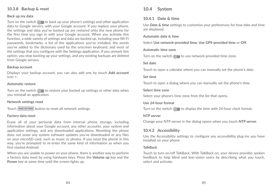 4 system | Alcatel POP 4 Plus 5056D User Manual | Page 44 / 52