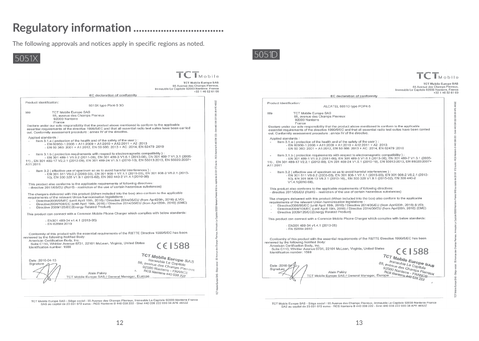 Regulatory information | Alcatel POP 4 Plus 5056D User Manual | Page 8 / 52