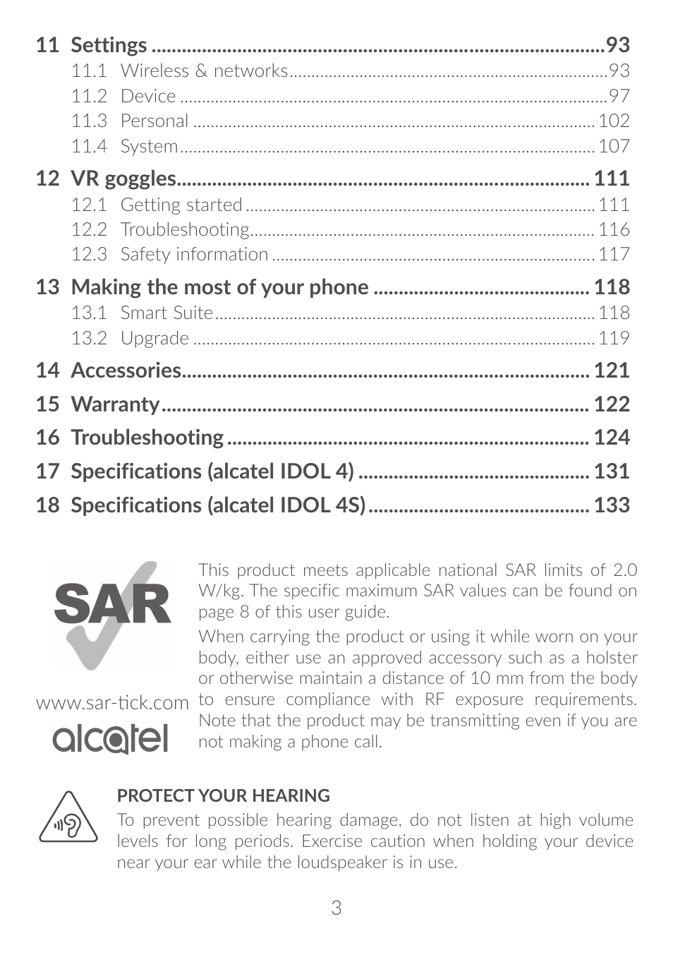 Alcatel Idol 4S 6070K User Manual | Page 4 / 137