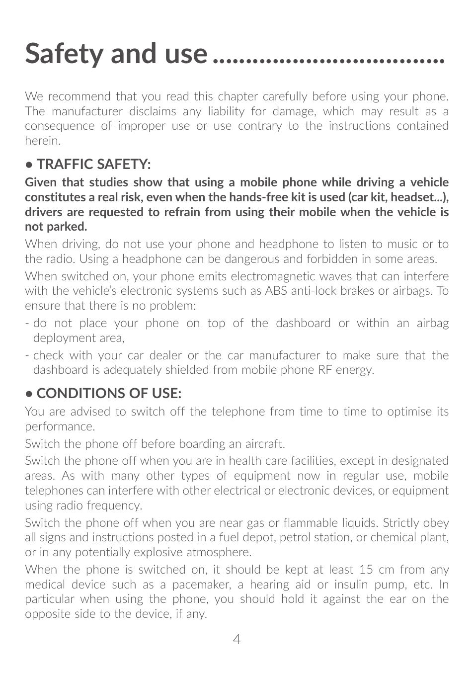 Safety and use | Alcatel Idol 4S 6070K User Manual | Page 5 / 137