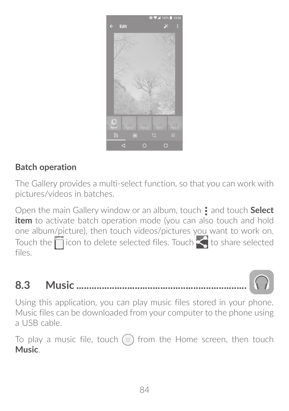 3 music, 8�3 music | Alcatel Idol 4S 6070K User Manual | Page 85 / 137