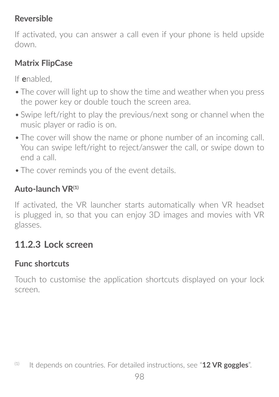 11�2�3 lock screen | Alcatel Idol 4S 6070K User Manual | Page 99 / 137