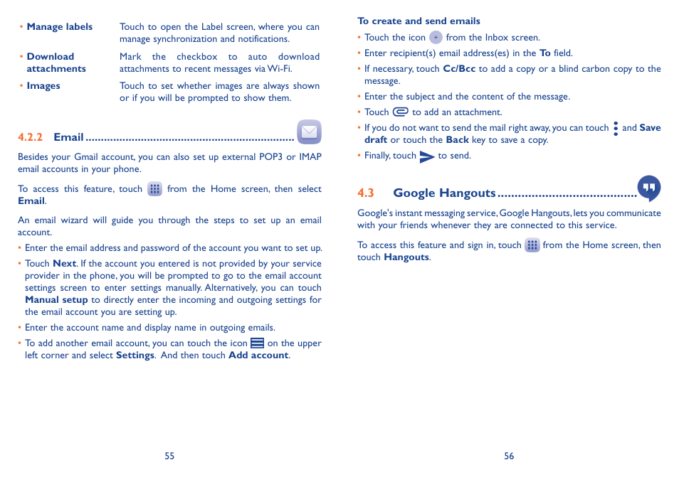 3 google hangouts | Alcatel Idol 3 6045Y User Manual | Page 29 / 65