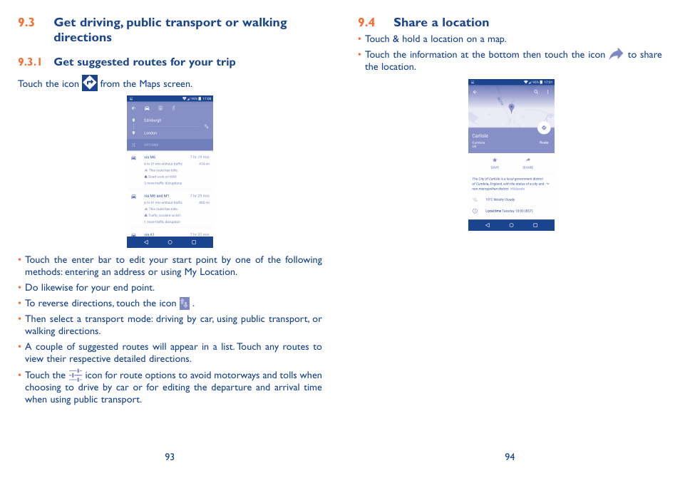 4 share a location | Alcatel Idol 3 6045Y User Manual | Page 48 / 65