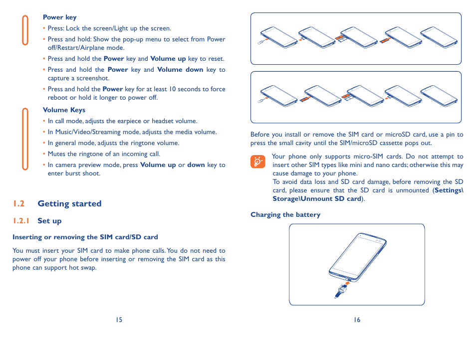 2 getting started | Alcatel Idol 3 6045Y User Manual | Page 9 / 65