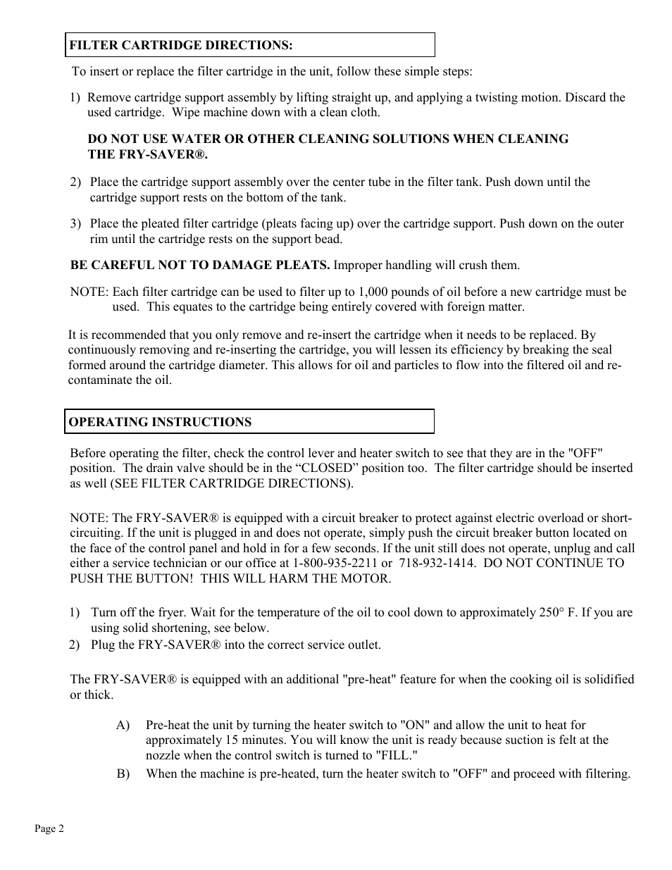 Cecilware F-60 User Manual | Page 2 / 8