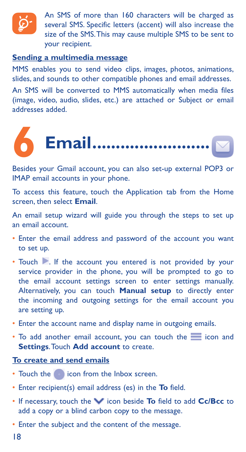 Email | Alcatel Idol 3 6039 Y User Manual | Page 18 / 40