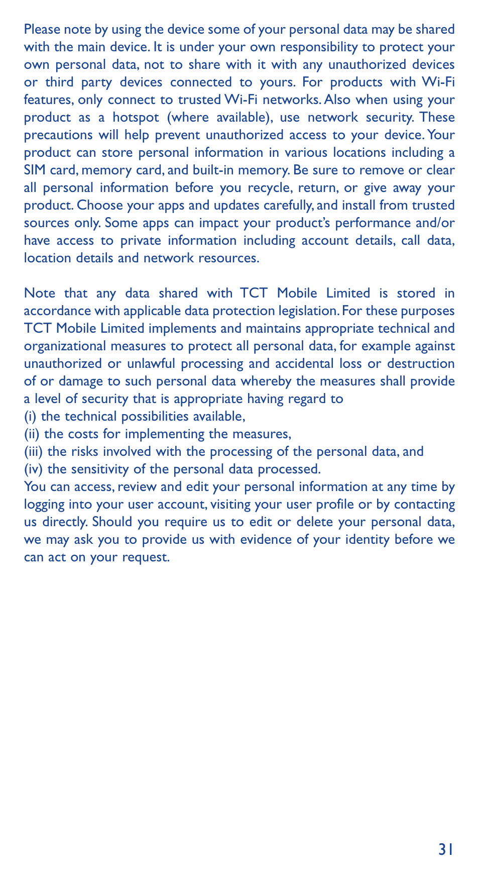 Alcatel Idol 3 6039 Y User Manual | Page 31 / 40