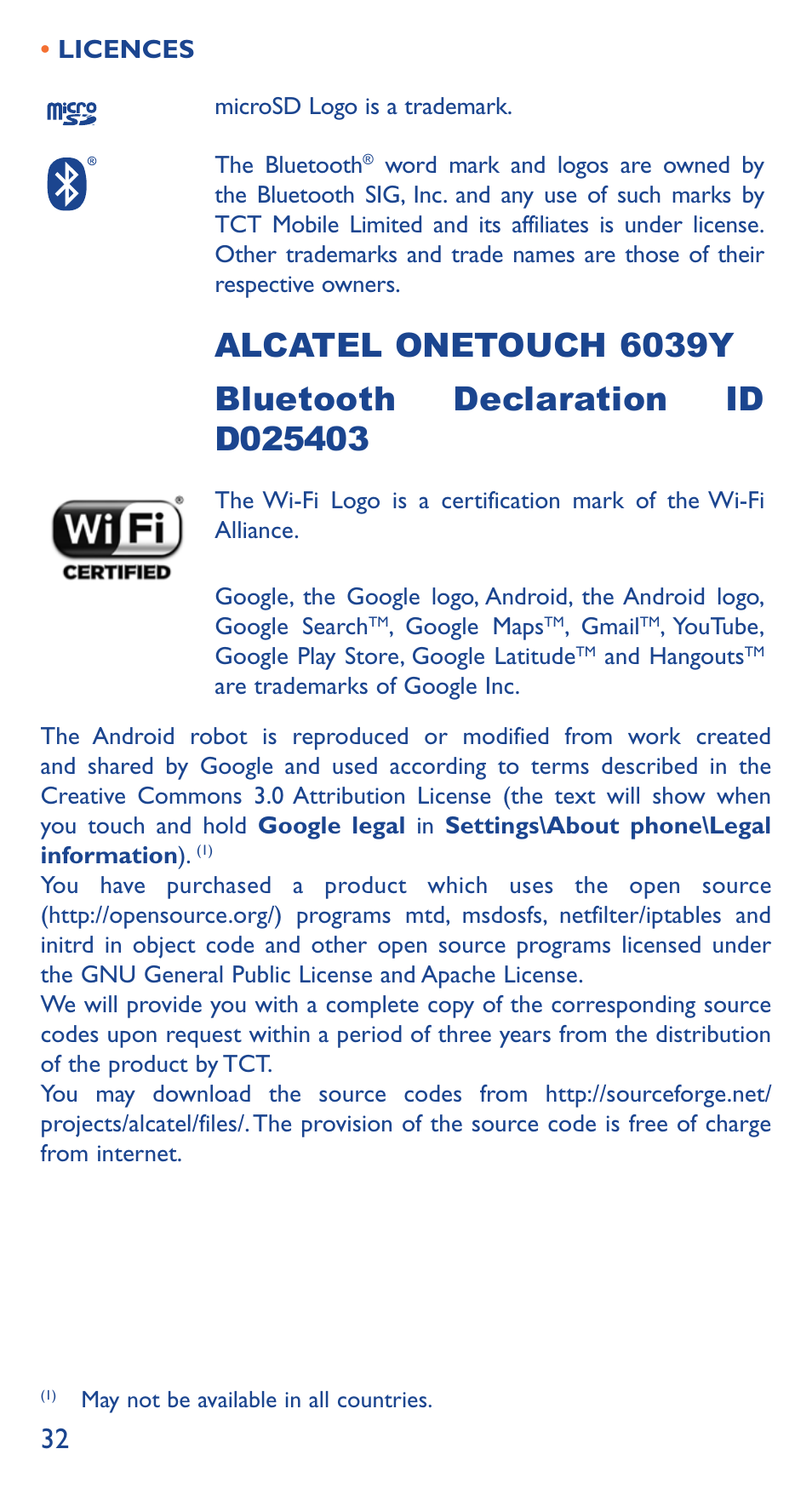 Alcatel Idol 3 6039 Y User Manual | Page 32 / 40