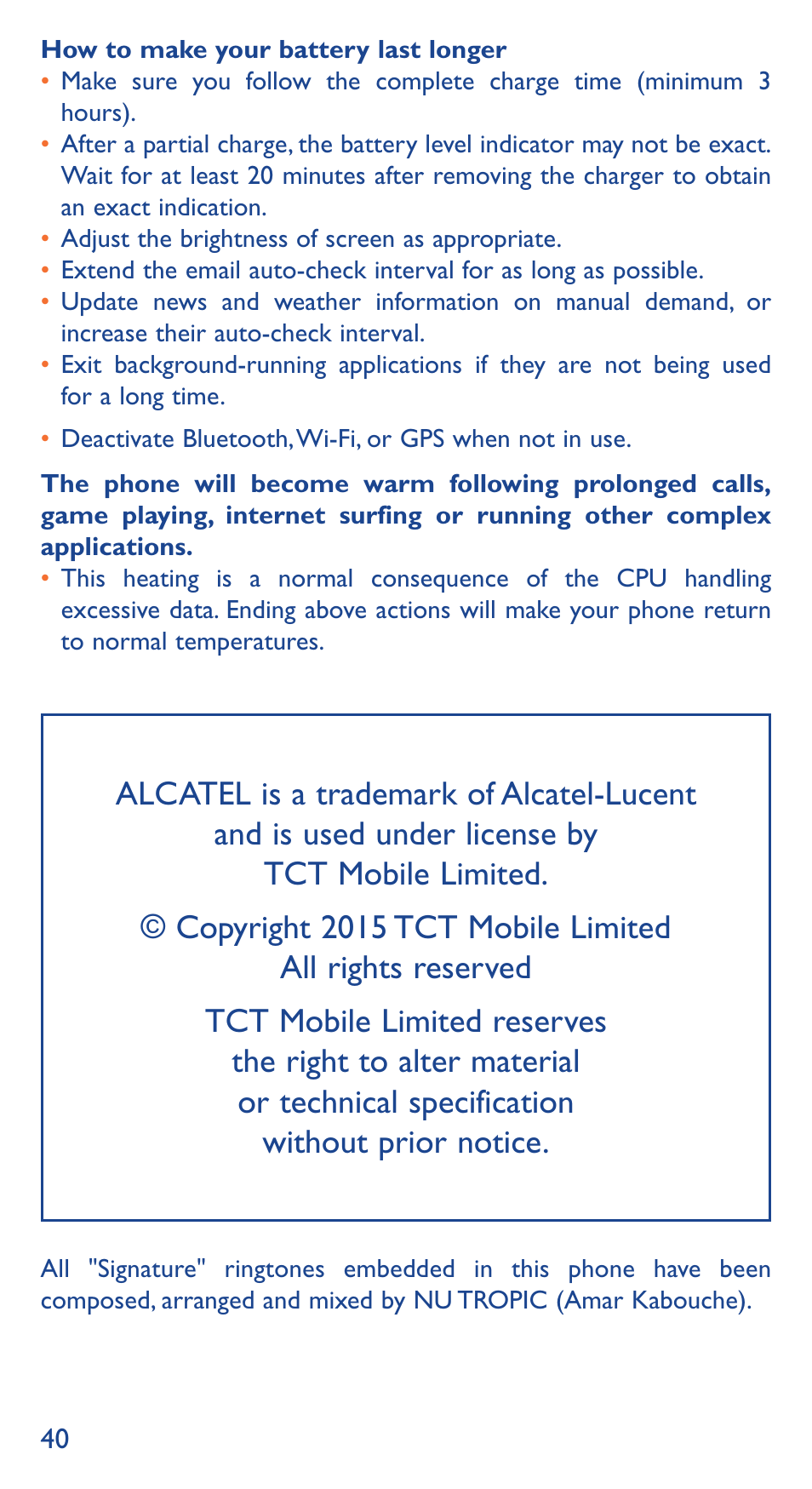 Alcatel Idol 3 6039 Y User Manual | Page 40 / 40