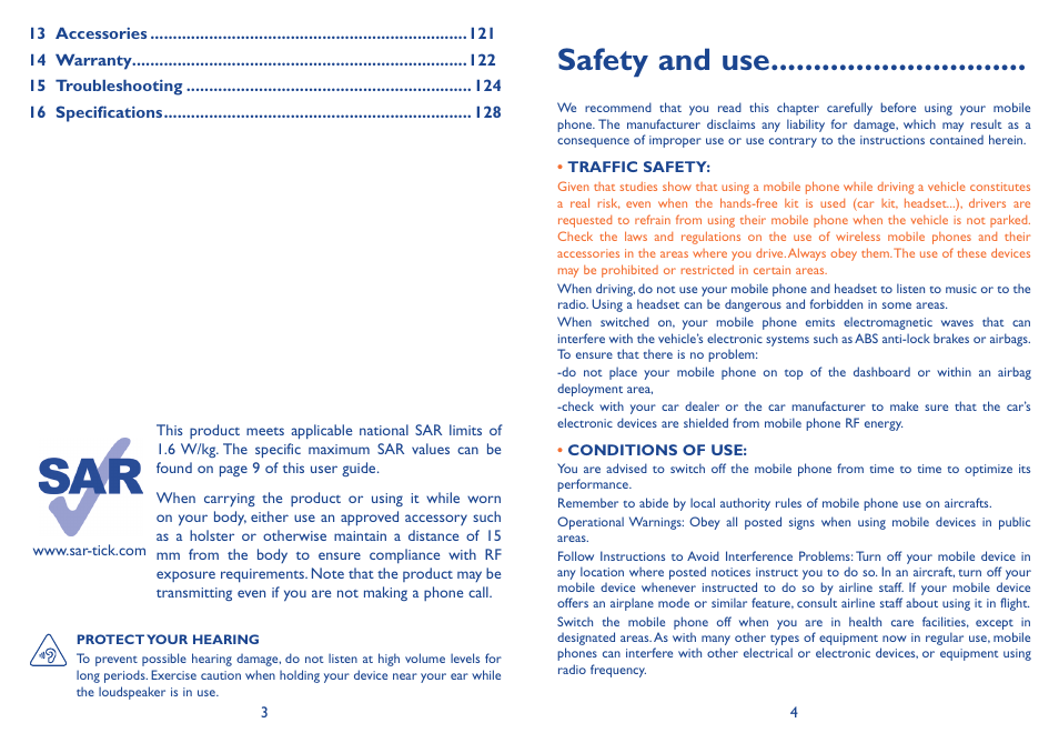 Safety and use | Alcatel Idol 3  6039 S User Manual | Page 3 / 66