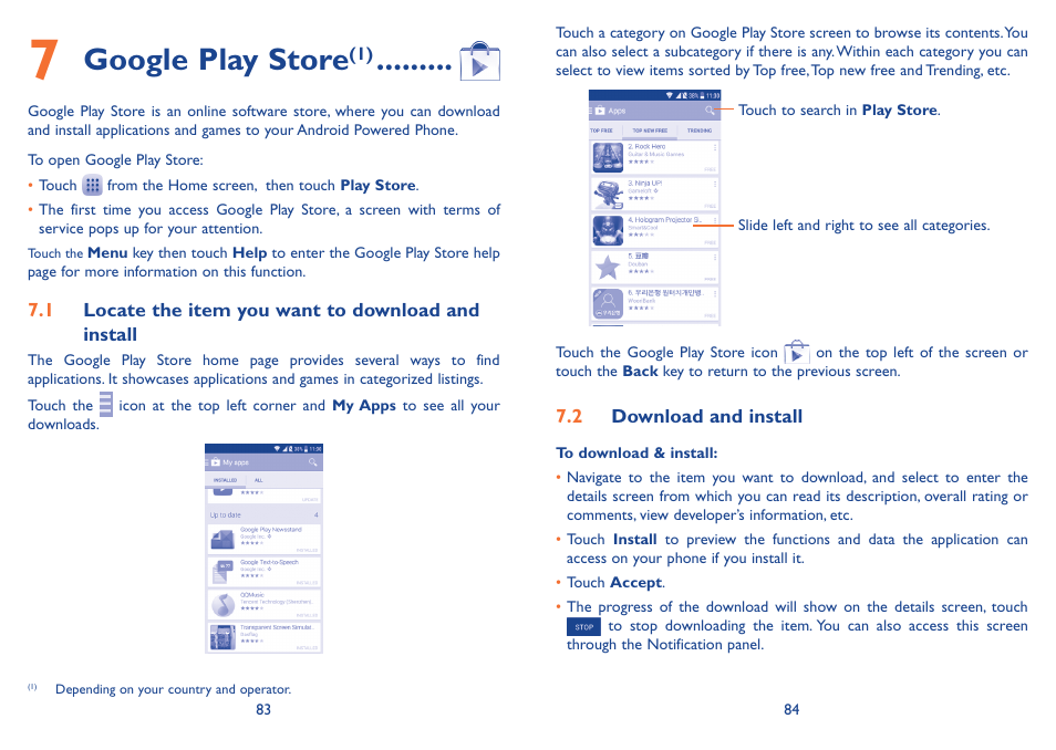 Google play store | Alcatel Idol 3  6039 S User Manual | Page 43 / 66