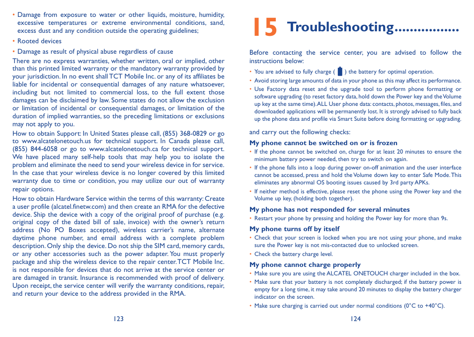 Troubleshooting | Alcatel Idol 3  6039 S User Manual | Page 63 / 66