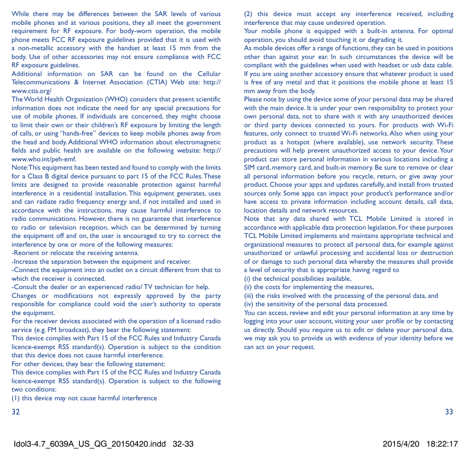 Alcatel Idol 3  6039 A User Manual | Page 17 / 22