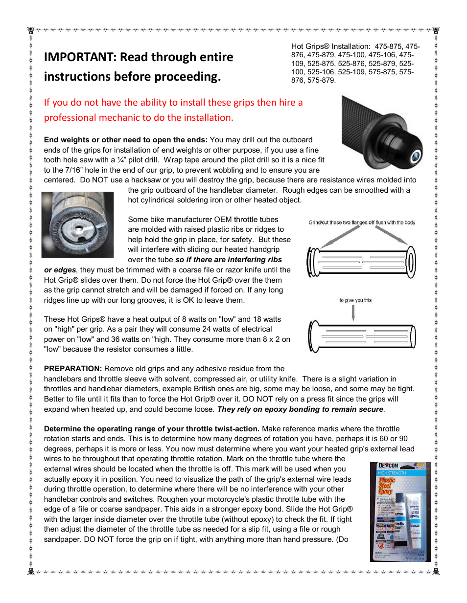 HOT GRIPS 575-879 User Manual | 4 pages