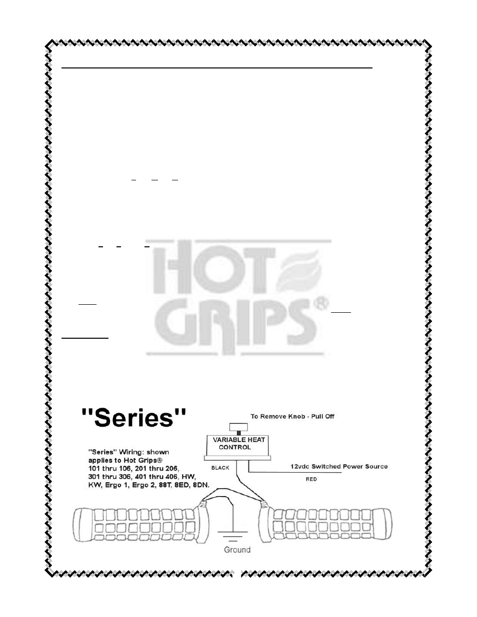 HOT GRIPS VHC-2 (Variable Heat Controller- Series Wiring) User Manual | 2 pages