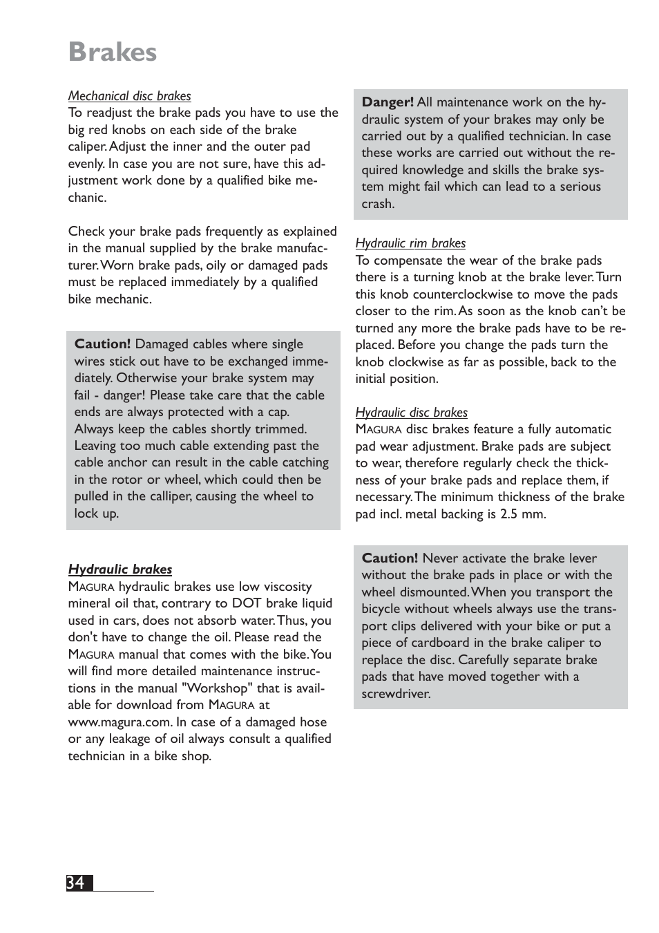 Brakes | HP Velotechnik Spirit User Manual | Page 36 / 72