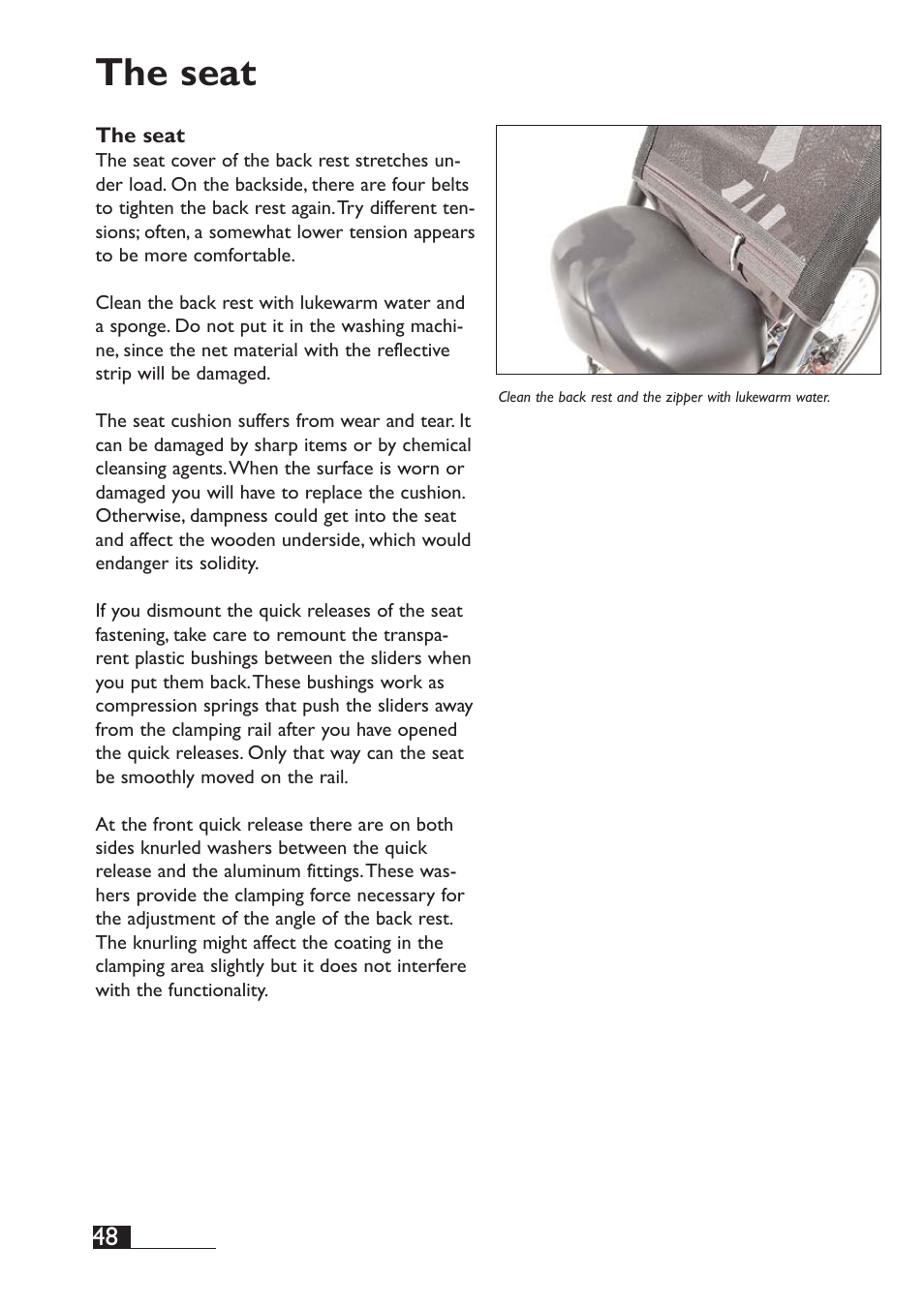 The seat | HP Velotechnik Spirit User Manual | Page 50 / 72