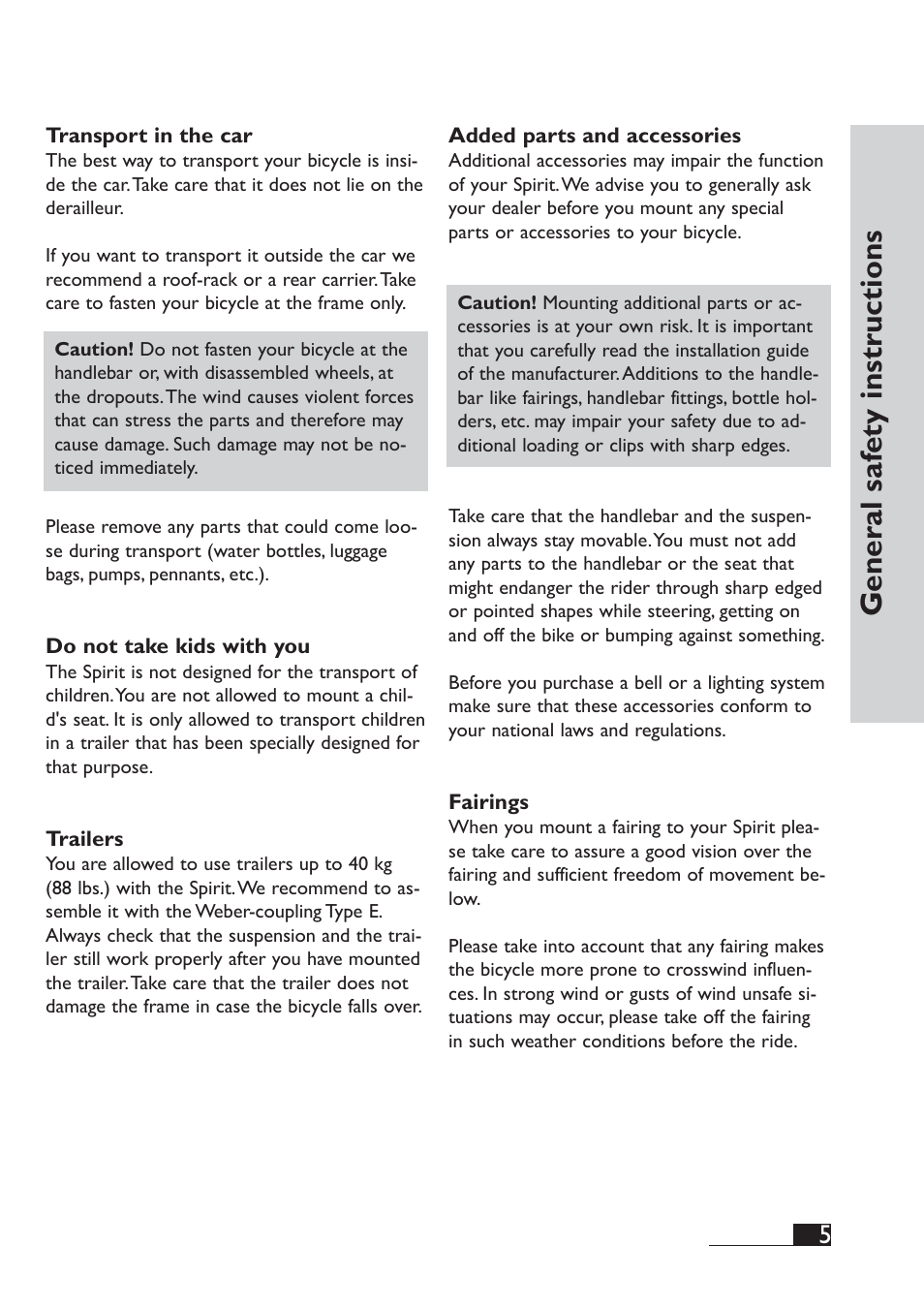 General saf ety instructions | HP Velotechnik Spirit User Manual | Page 7 / 72