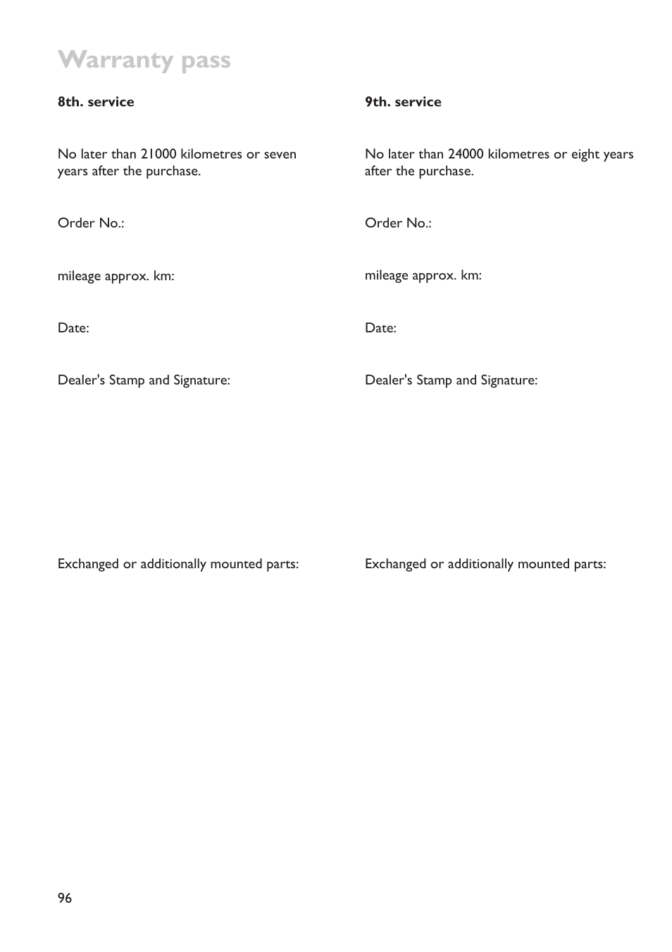 Warranty pass | HP Velotechnik trikes User Manual | Page 100 / 104