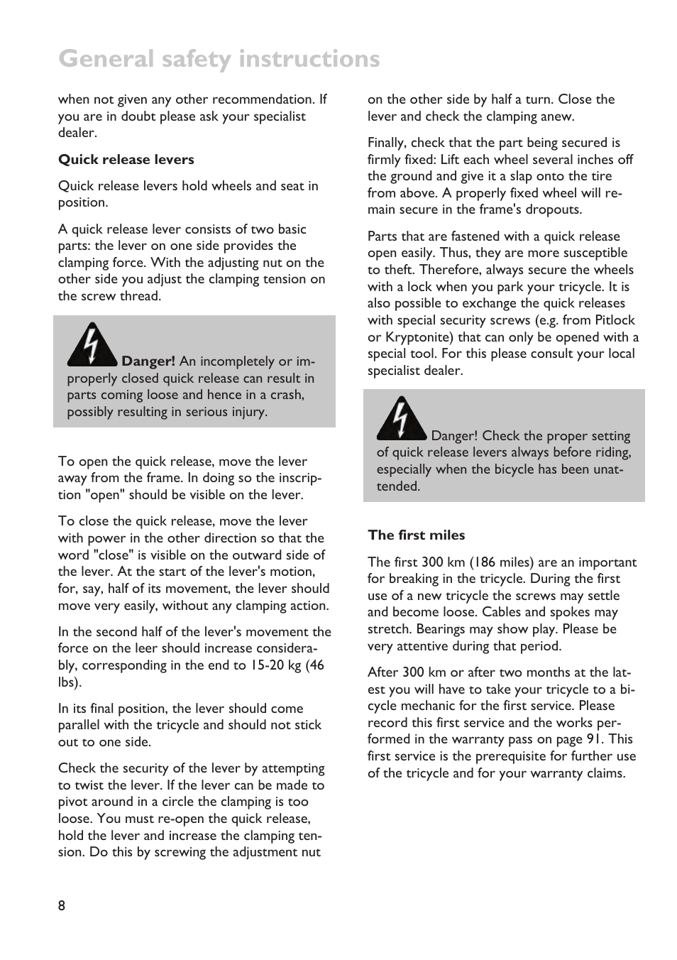 General safety instructions | HP Velotechnik trikes User Manual | Page 12 / 104