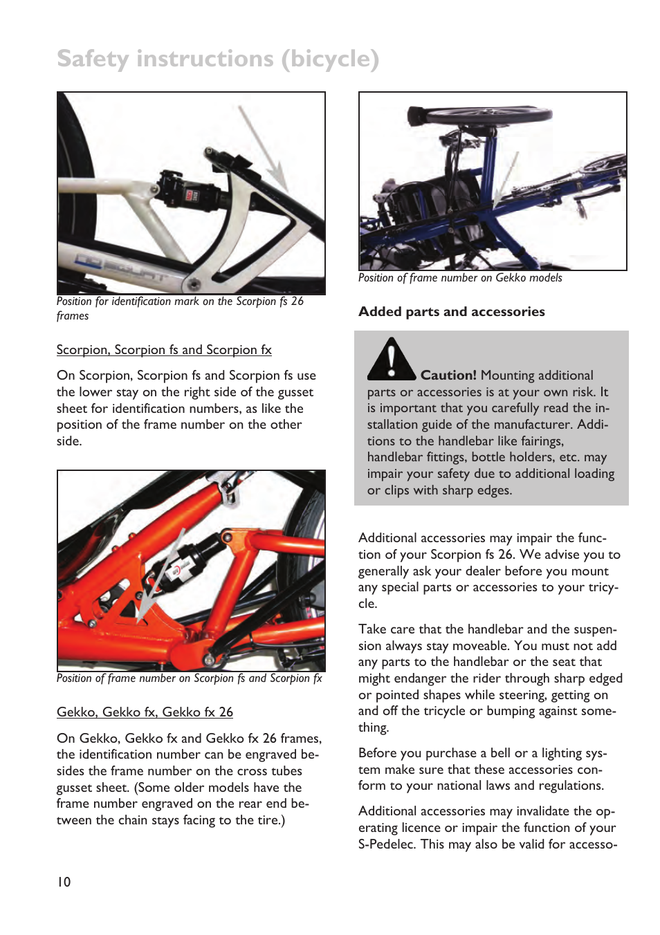 Safety instructions (bicycle) | HP Velotechnik trikes User Manual | Page 14 / 104