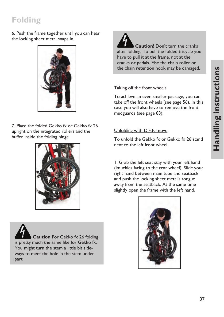 Folding, Handling instructions | HP Velotechnik trikes User Manual | Page 41 / 104