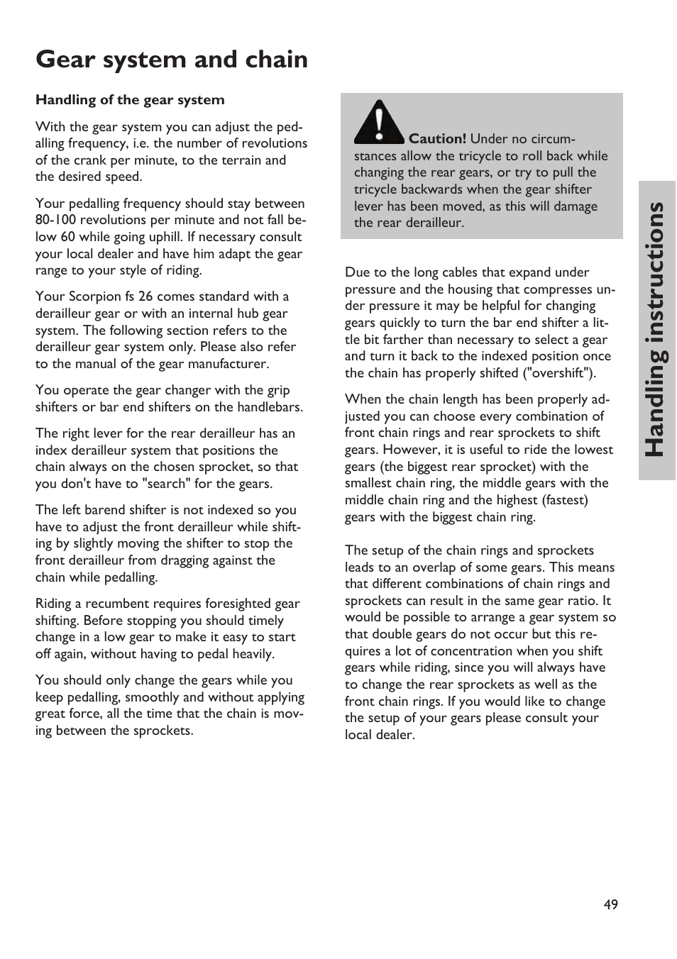 Handling instructions gear system and chain | HP Velotechnik trikes User Manual | Page 53 / 104