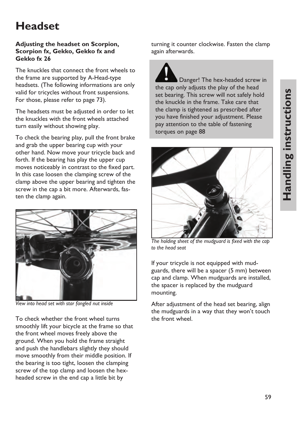 Handling instructions headset | HP Velotechnik trikes User Manual | Page 63 / 104