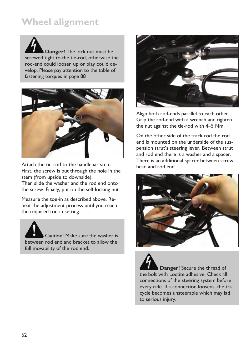 Wheel alignment | HP Velotechnik trikes User Manual | Page 66 / 104