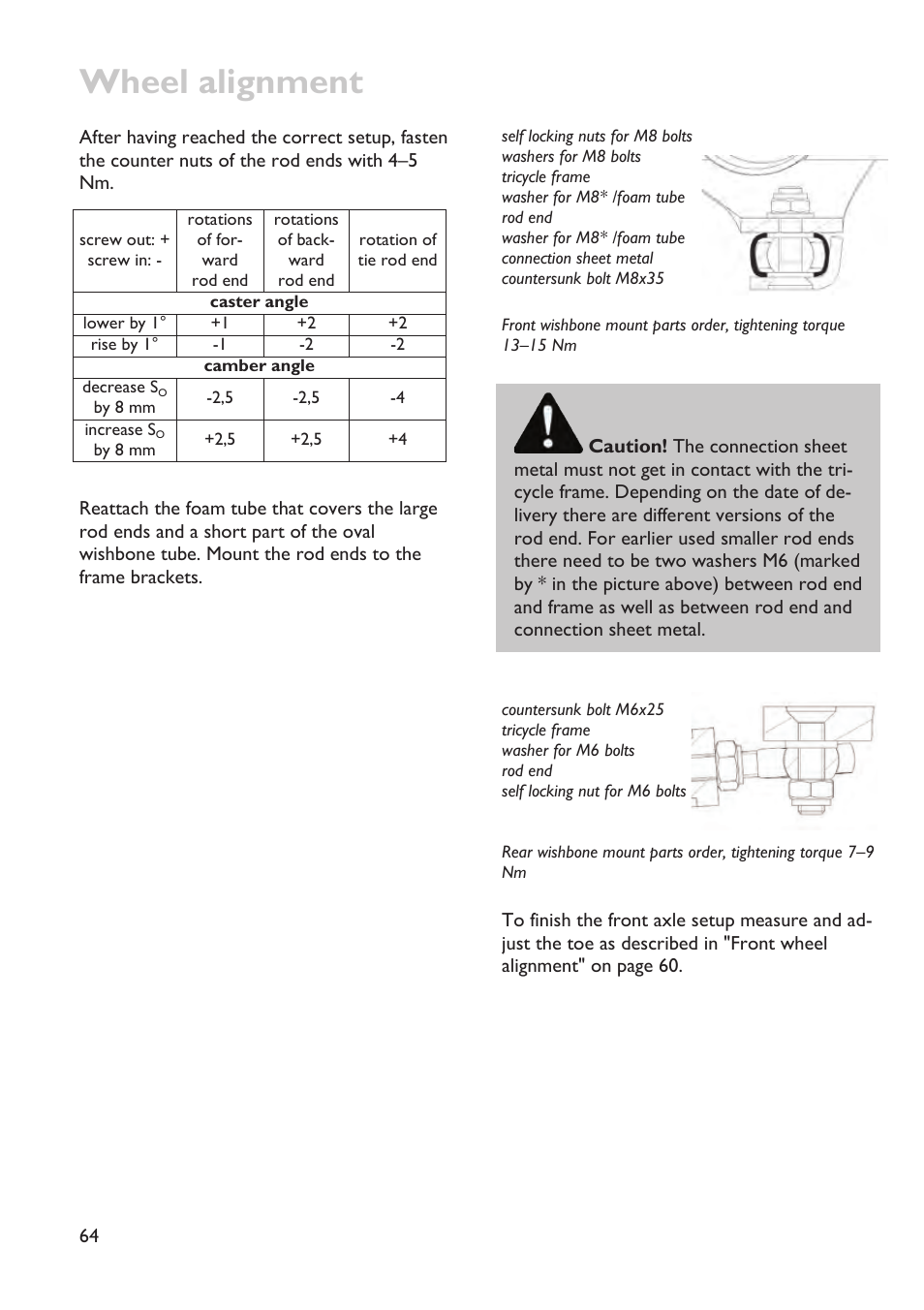 Wheel alignment | HP Velotechnik trikes User Manual | Page 68 / 104